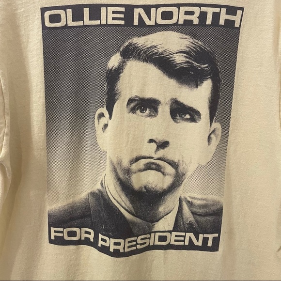 Oliver North for President shirt yellow vtg rare - Picture 3 of 11